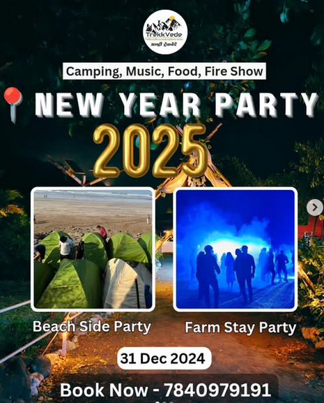 New Year 2025 Party with camping, music, and fun.