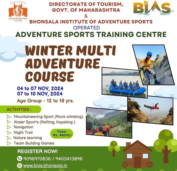 Bhonsala Institute of Adventure Sports Winter Adventure Course for young once between the age group 12 to 18 yrs 07th to 10th Nov 2024