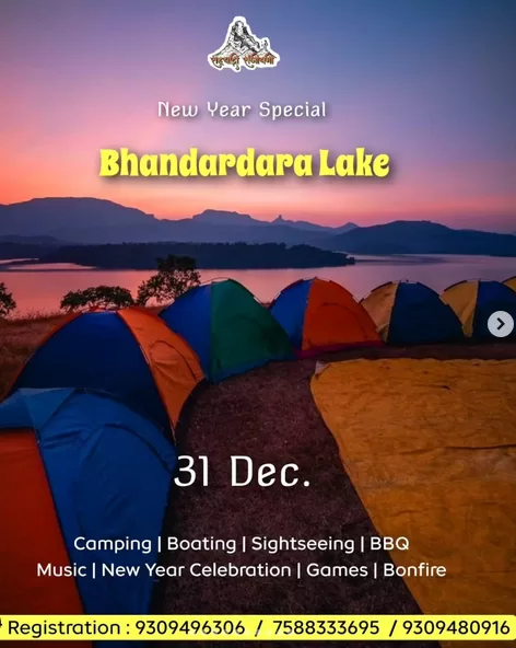 New Year camping event at Bhandardara Lake.