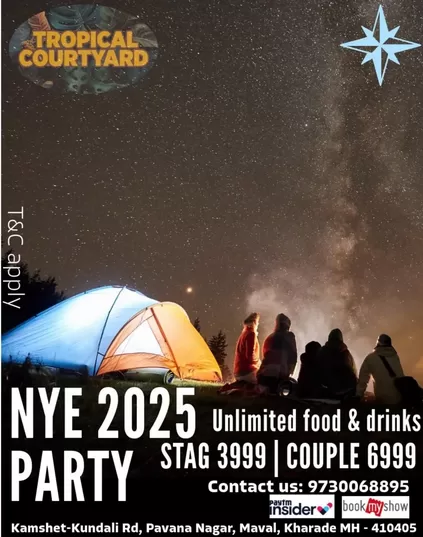 NYE 2025 party with camping under stars.