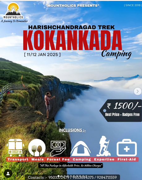 Harishchandragad Kokankada Trek, camping in 2025.