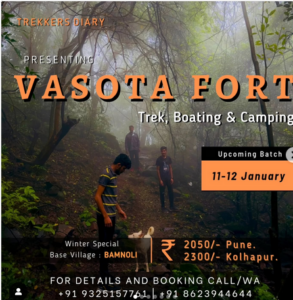 Vasota Fort trek, boating, camping event details.