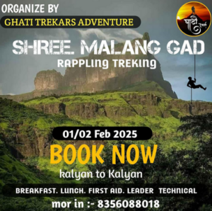 Shree Malang Gad rappelling trek, February 2025 event.