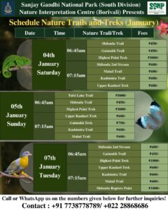 Sanjay Gandhi National Park January nature treks schedule.