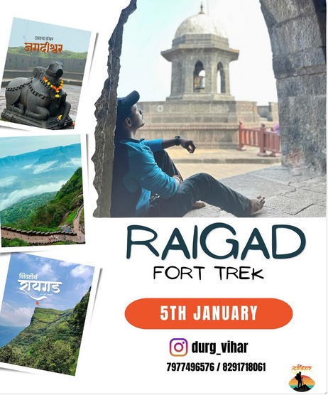 Raigad Fort Trek poster with January 5th date.