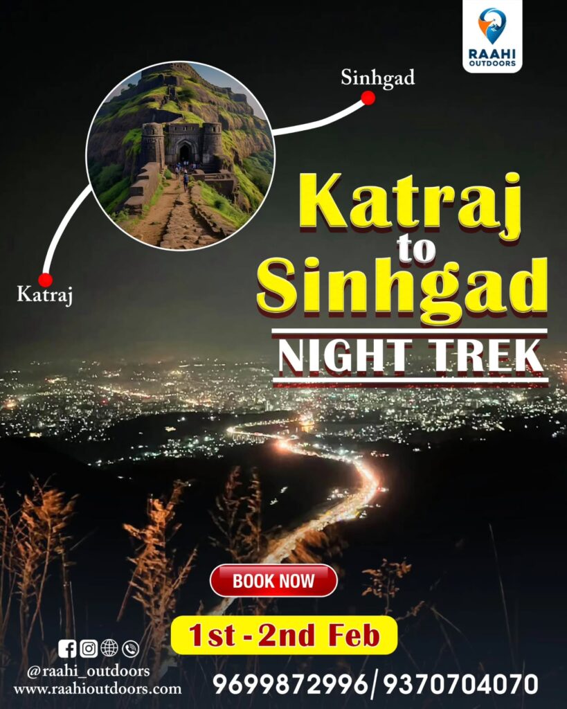 Katraj to Sinhgad night trek poster, book now.