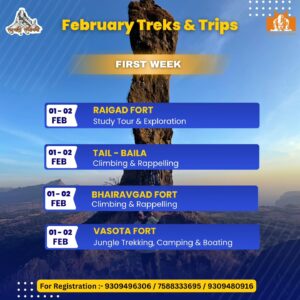 February treks and trips schedule for forts.