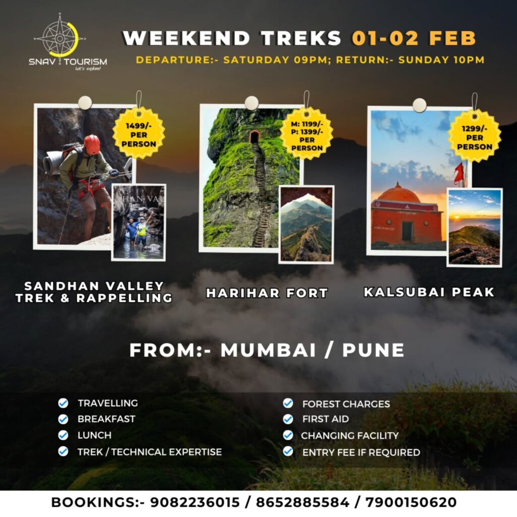 Weekend treks from Mumbai or Pune, February 1-2.