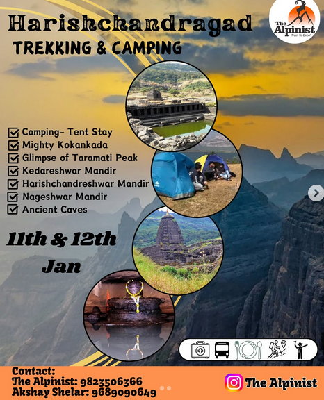 Harishchandragad trekking and camping details, January 11th-12th.