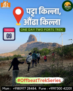 Hiking group on two forts trek with windmills.