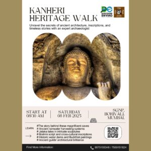 Kanheri Heritage Walk event poster with Buddha statue.