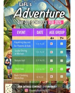 Adventure day out schedule for February 2025.