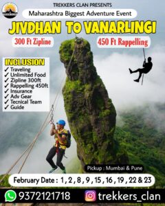 Adventure event with zipline and rappelling in Maharashtra.