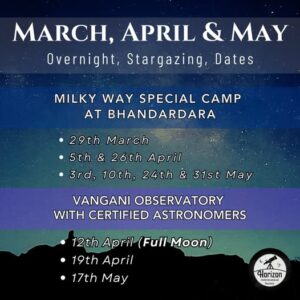 Stargazing events March-May at Bhandardara, Vangani Observatory.