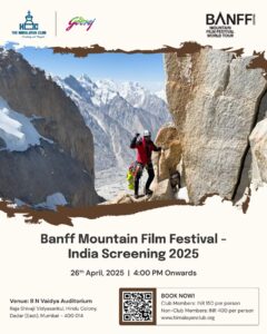 Climber on mountain, Banff Film Festival 2025 promotion.