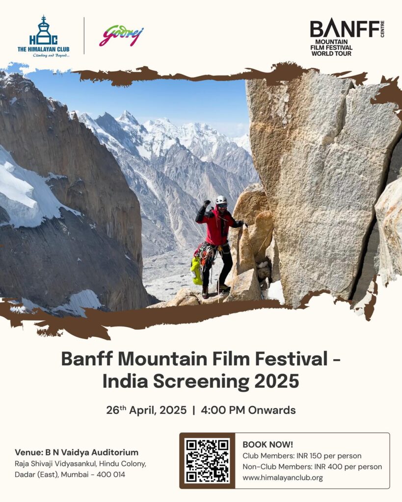 Climber on mountain, Banff Film Festival 2025 promotion.