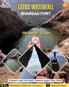 Explore Lotus Waterfall near Ghangad Fort, guided tours available.