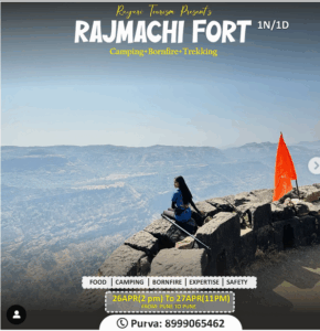 Rajmachi Fort trek with stunning mountain views.