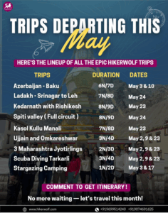 Hikerwolf May trips schedule and itineraries.