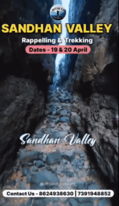 Sandhan Valley rappelling and trekking event details.