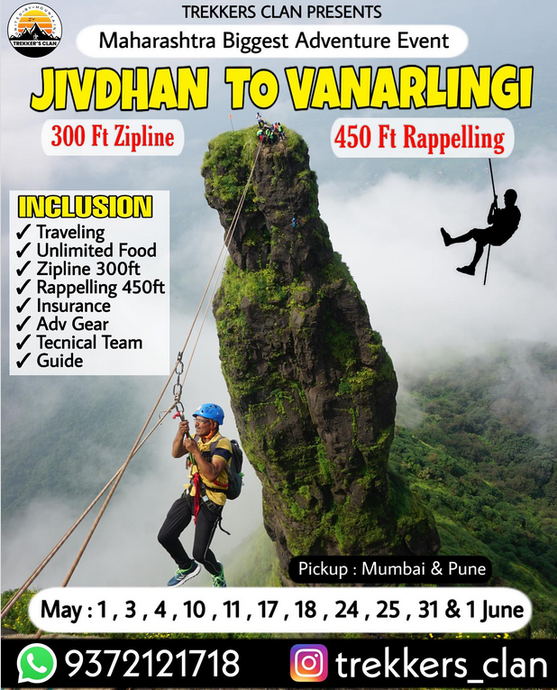 zipline rappelling at jivdhan fort 11th may