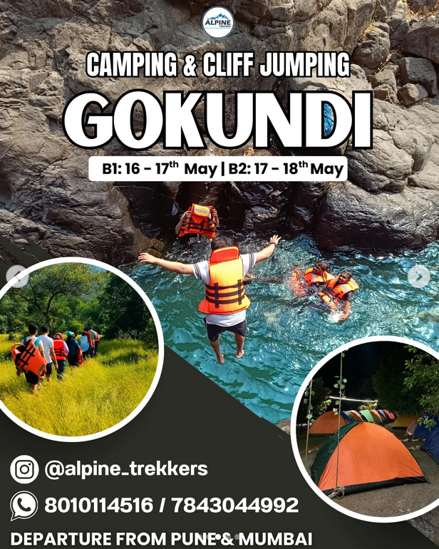 Camping and cliff jumping in Gokundi, May schedule.