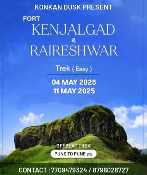 Kenjalgad Rairireshwar trek details, May 2025, Pune.