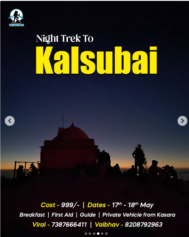 Night trek to Kalsubai adventure event poster.