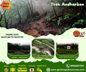Andharban trek advertisement with details and contact info.