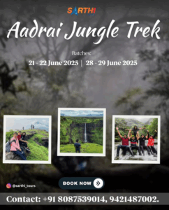 Aadrai Jungle Trek brochure with dates and contact information.