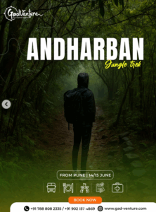 Person hiking Andharban jungle trail with backpack.