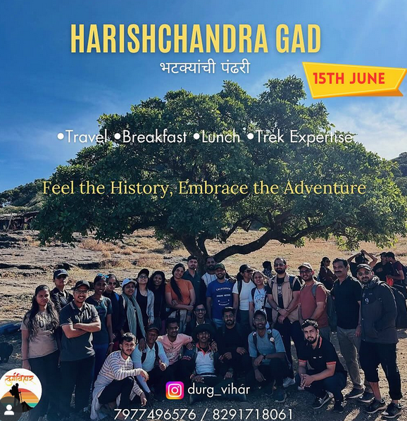 Harishchandra Gad trek group posing under tree.