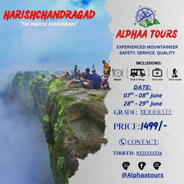 Harishchandragad adventure tour details with contact information.