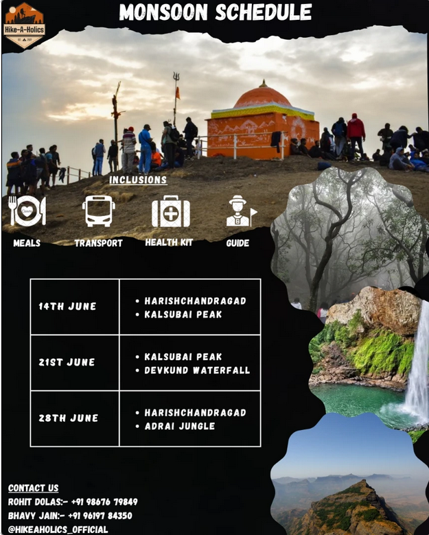 Monsoon hiking schedule and contact information.