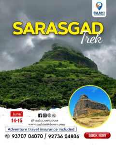 Sarasgad Trek promotional poster with contact details.