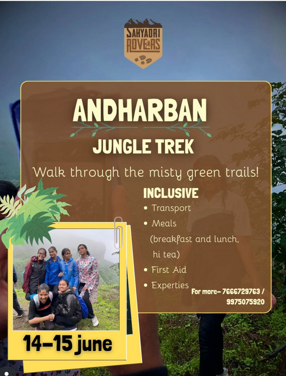 Andharban Jungle Trek poster with dates and details.