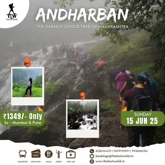 Andharban Jungle Trek, Maharashtra poster with details.