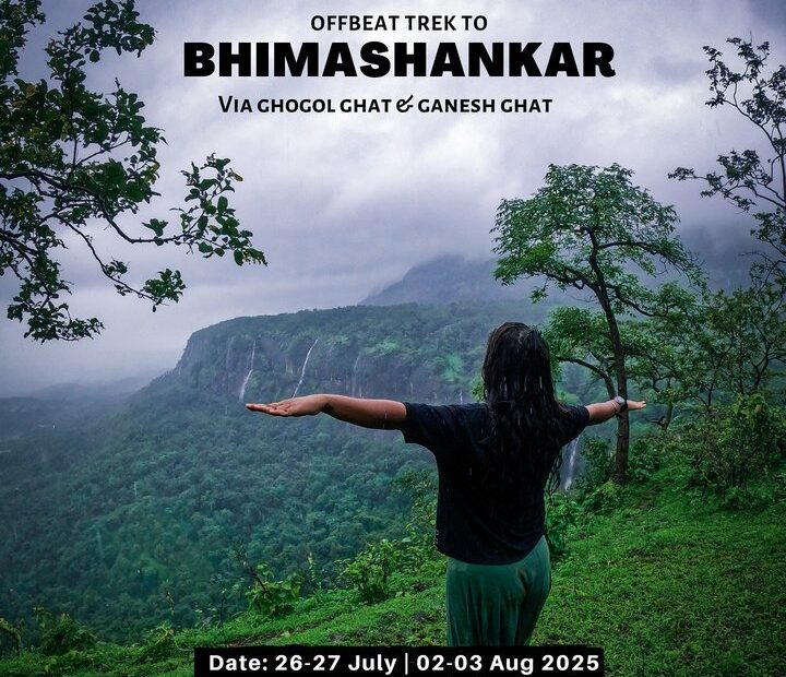 Person enjoying Bhimashankar scenic trek view