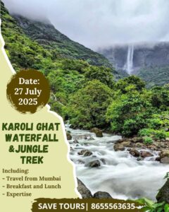 Karoli Ghat waterfall and jungle trek event poster.
