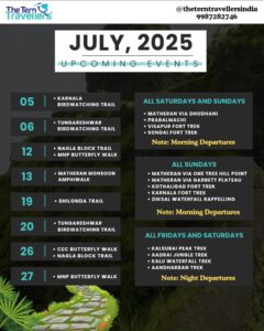 July 2025 adventure trails and weekend treks schedule.