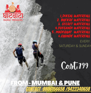Rappelling adventure at waterfalls near Mumbai and Pune.
