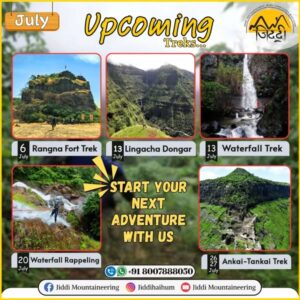 July treks schedule: Rappelling, forts, waterfalls highlighted.