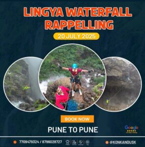 Lingya Waterfall rappelling event, July 2025, Pune.