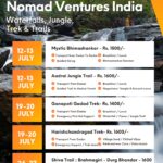 Nomad Ventures India July 2025 trekking events schedule.
