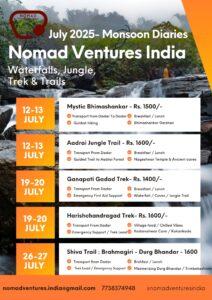 Nomad Ventures India July 2025 trekking events schedule.