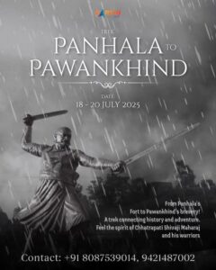 Panhala to Pawankhind trek poster with dates and contact.