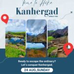Kanhergad hiking adventure event poster with contact details.
