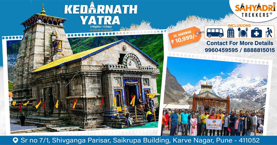 Kedarnath Kedarnath Yatra promotional poster with contact details.