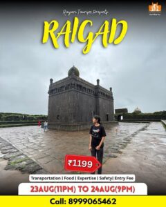 Raigad tour promotion with package details and contact info.