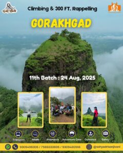 Gorakhgad adventure trekking and rappelling event August 2025